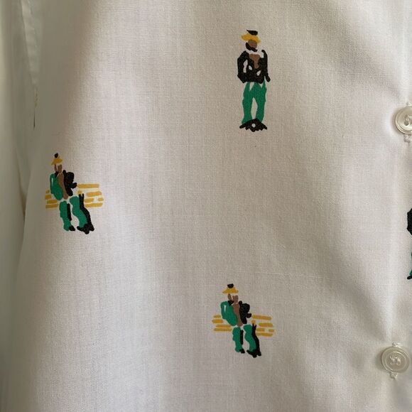 Vtg 80s/90s Messages white button down shirt with stylized  cowboy print - Picture 4 of 8